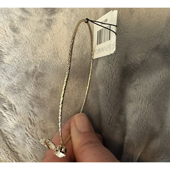 Gold Tone Clear Rhinestone Leaf Open Slim Bangle Bracelet Minor Flaw One Size - Picture 5 of 6